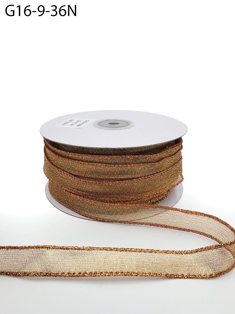 ½ Inch Semi-Sheer Metallic Gold Ribbon – G16-9-36N COPPER (⅝ inch)
