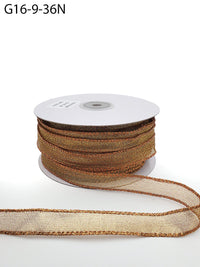 ½ Inch Semi-Sheer Metallic Gold Ribbon – G16-9-36N COPPER (⅝ inch)