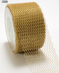 3 Inch Metallic Gold Net Mesh Ribbon with Cut Edge – G99 – NET