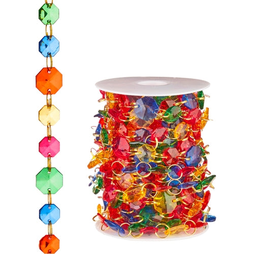 10 Yds Jewel Tone Round Crystal Garland