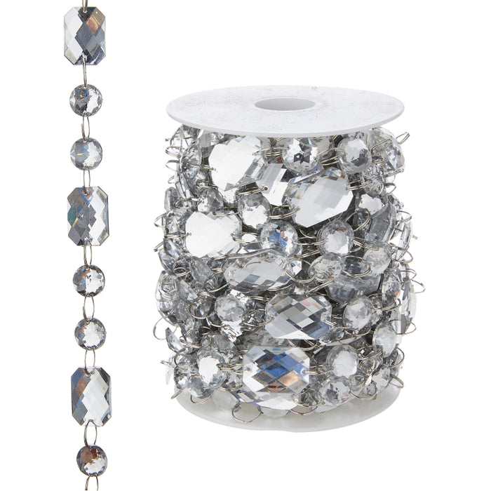 10 Yds Silver and Jewel Crystal Garland