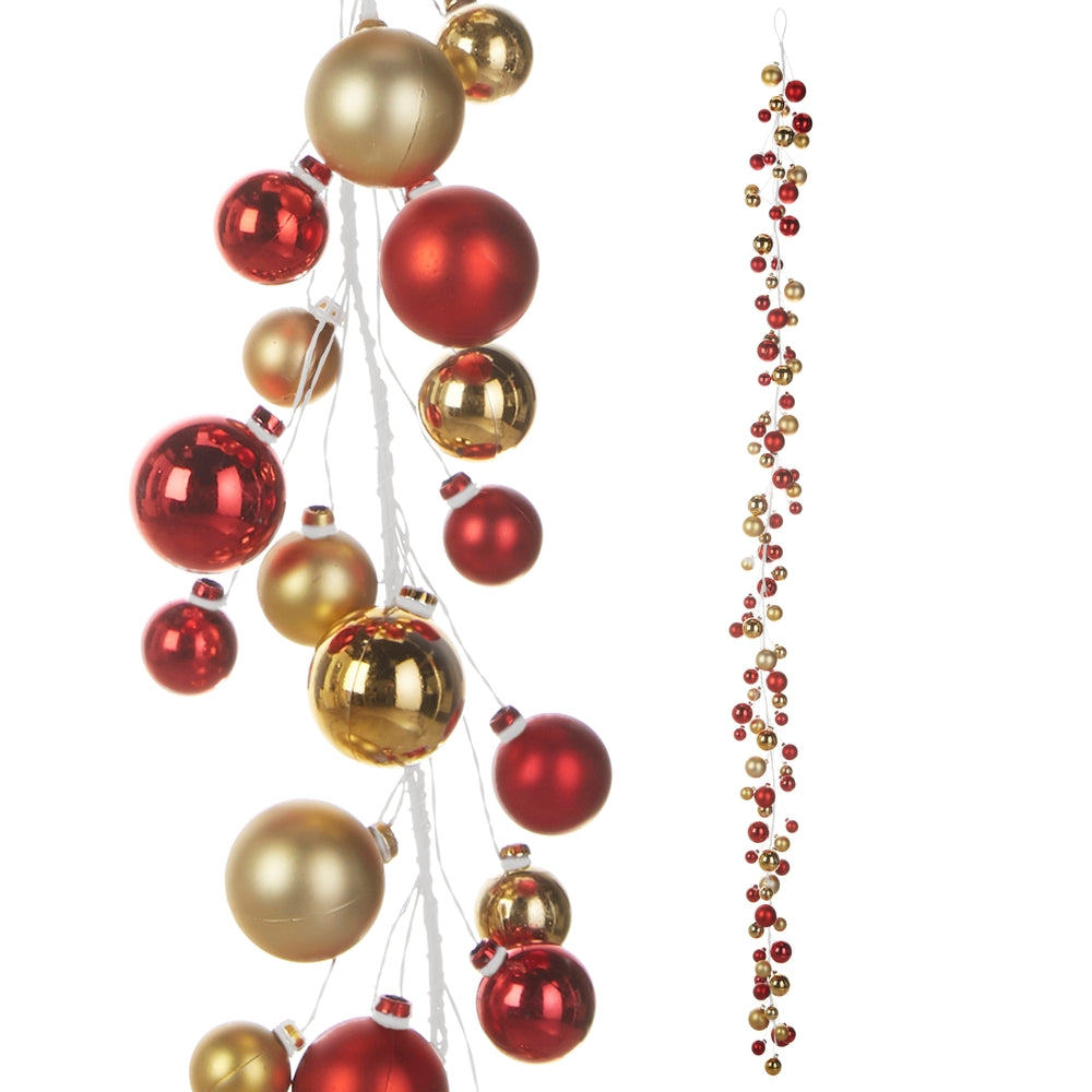 6' Red and Gold Ball Garland