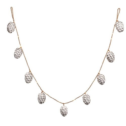 6' White Pinecone Garland
