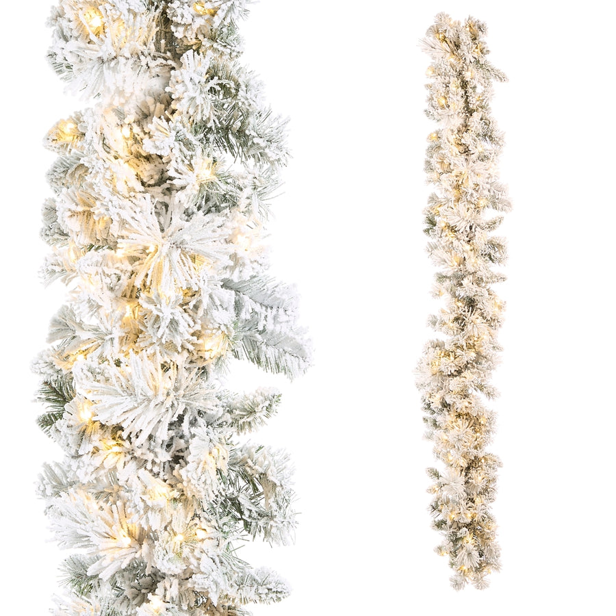 6' Snowy Mixed Bristol Pine Lighted Garland