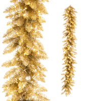 6' Gold Silver Tinsel Lighted Garland