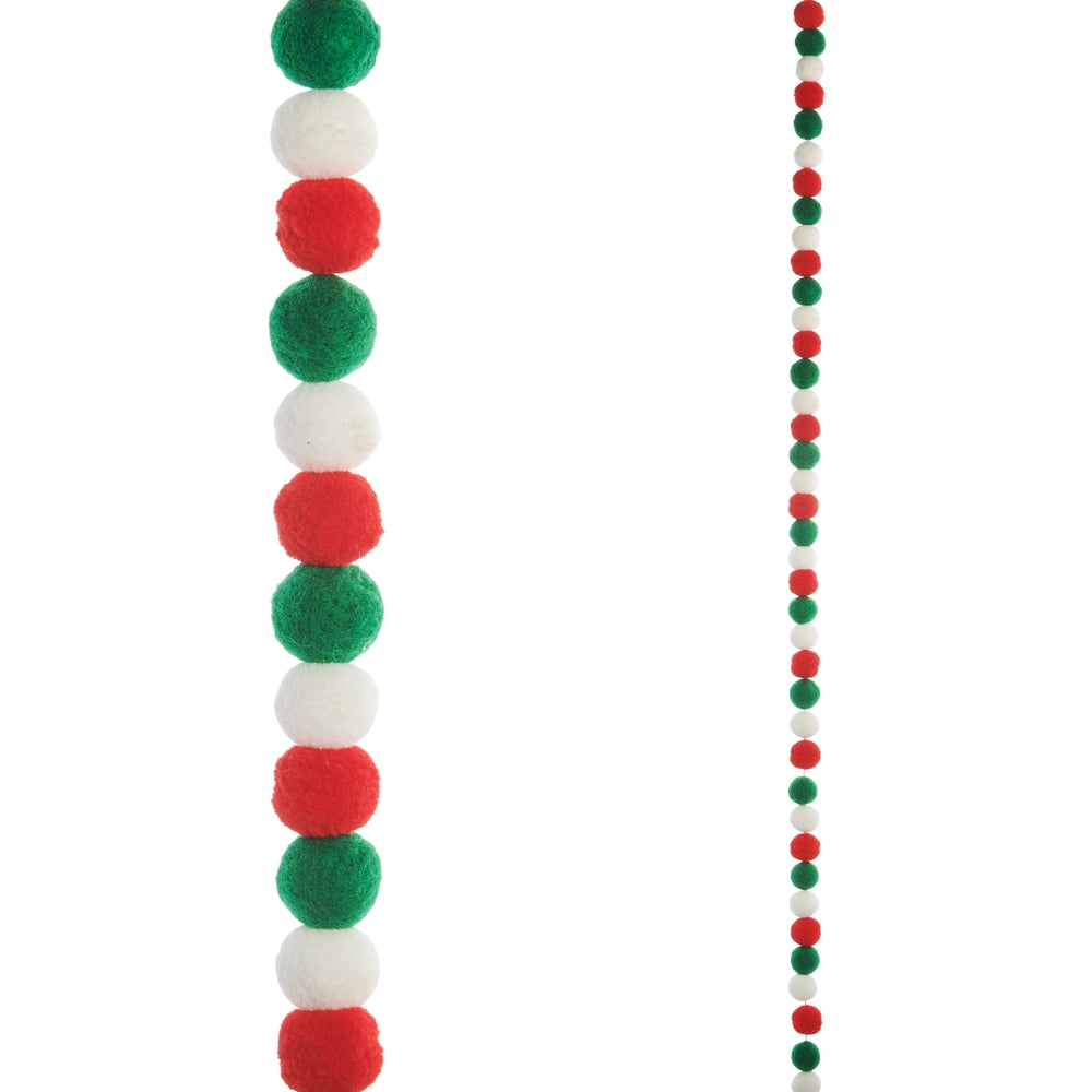 6' Pom Pom Garland - Multicolor Polyester And Wool