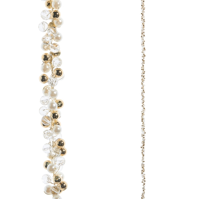 5.5' Pearl, Clear, Gold Beaded Garland