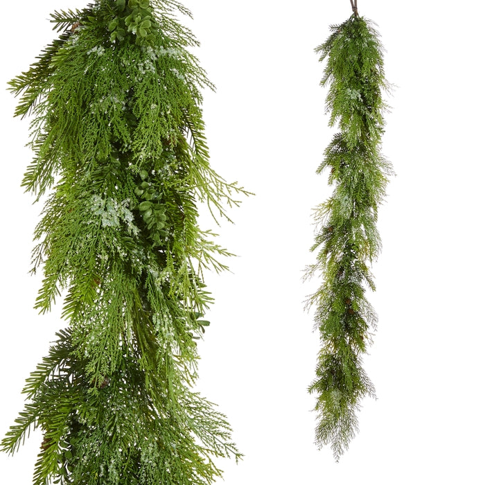 6' Iced Mixed Greenery Garland