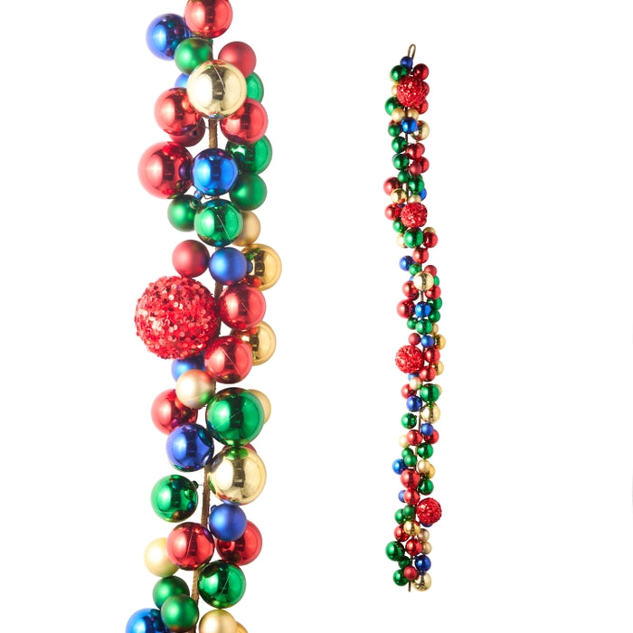 5' Red, Blue Green and Gold Ball Garland