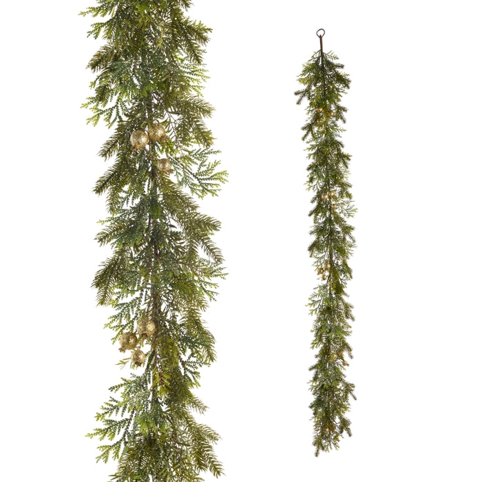 6' Gold Glitter Mixed Greenery Garland with Pods