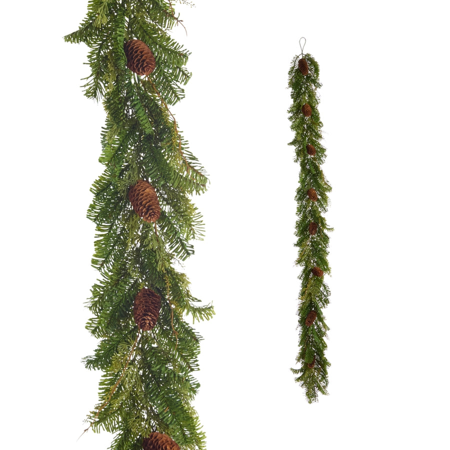6' Pine and Pinecone Garland | Green