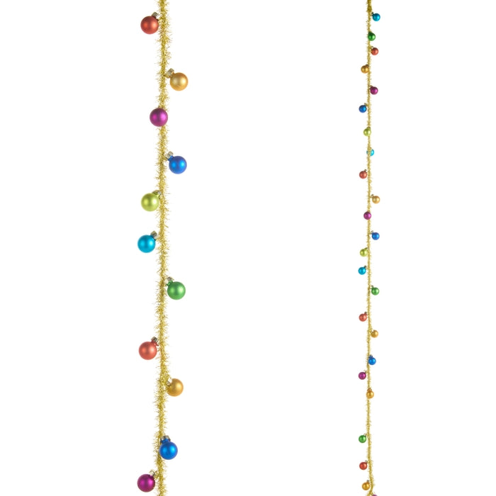 6' Tinsel and Multicolor Ornament Garland