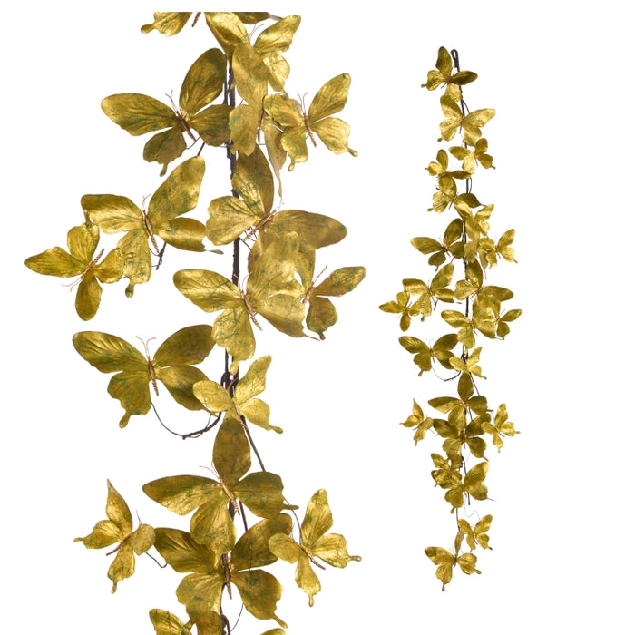 5' Green Metallic Butterfly Garland