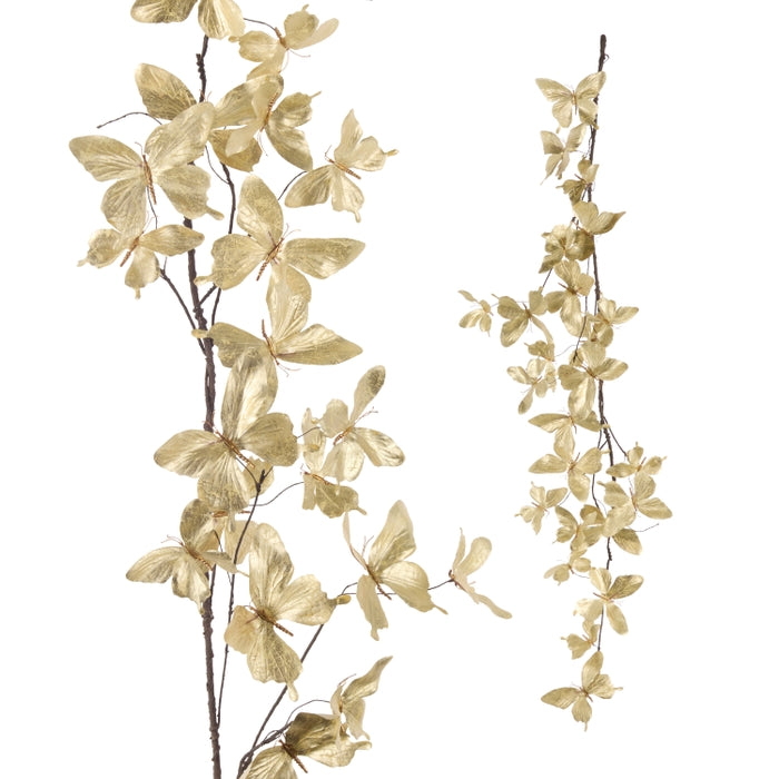 5' White Metallic Butterfly Garland