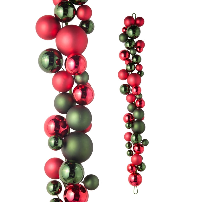 4' Red and Green Ball Garland
