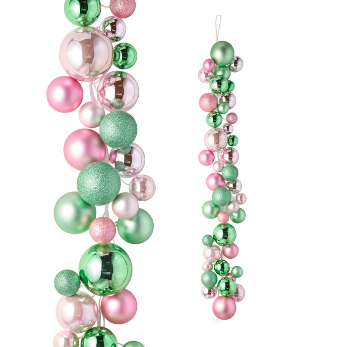4' Pink and Green Ball Garland