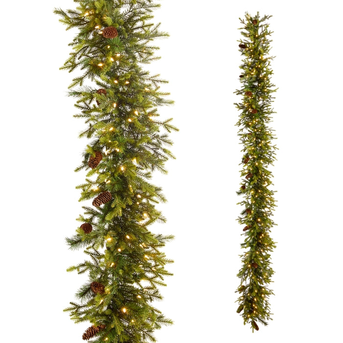 *DC* 9' Pre-Lit Connectable Douglas Fir Pinecone Garland
