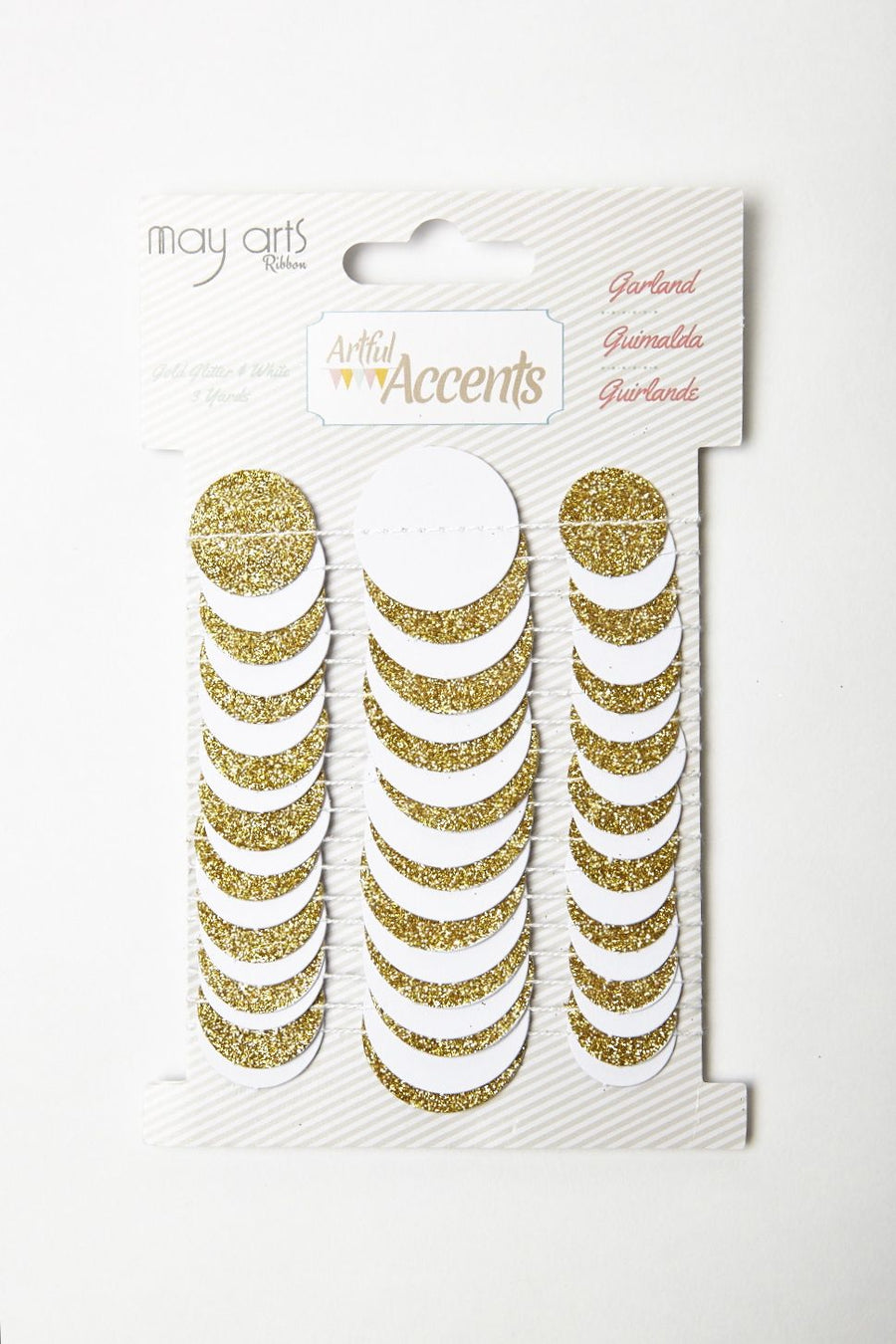 Gold Glitter Dot Paper Garland – G493-30 Gold Glitter/White Dots
