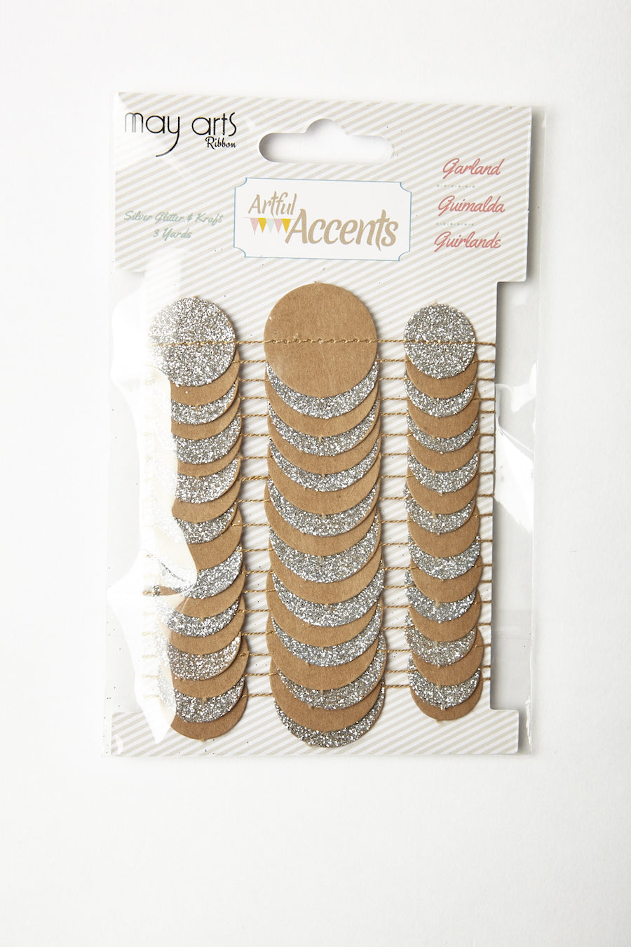Silver Glitter Dot Paper Garland – G493-31 Silver Glitter / Kraft Dots
