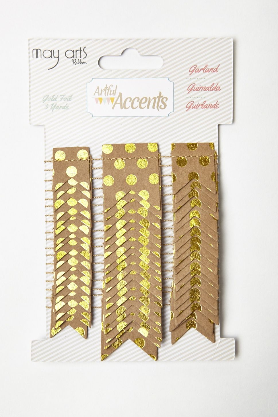 Paper Garland w/ Gold Foil Dots – G494-30 Kraft/Gold Foil Polka Dots