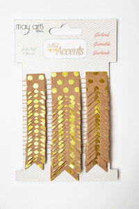 Paper Garland w/ Gold Foil Dots – G494-30 Kraft/Gold Foil Polka Dots