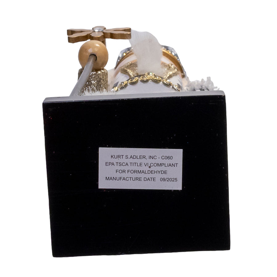 15" Black, White & Gold Nutcracker With Gold Glitter Staff
