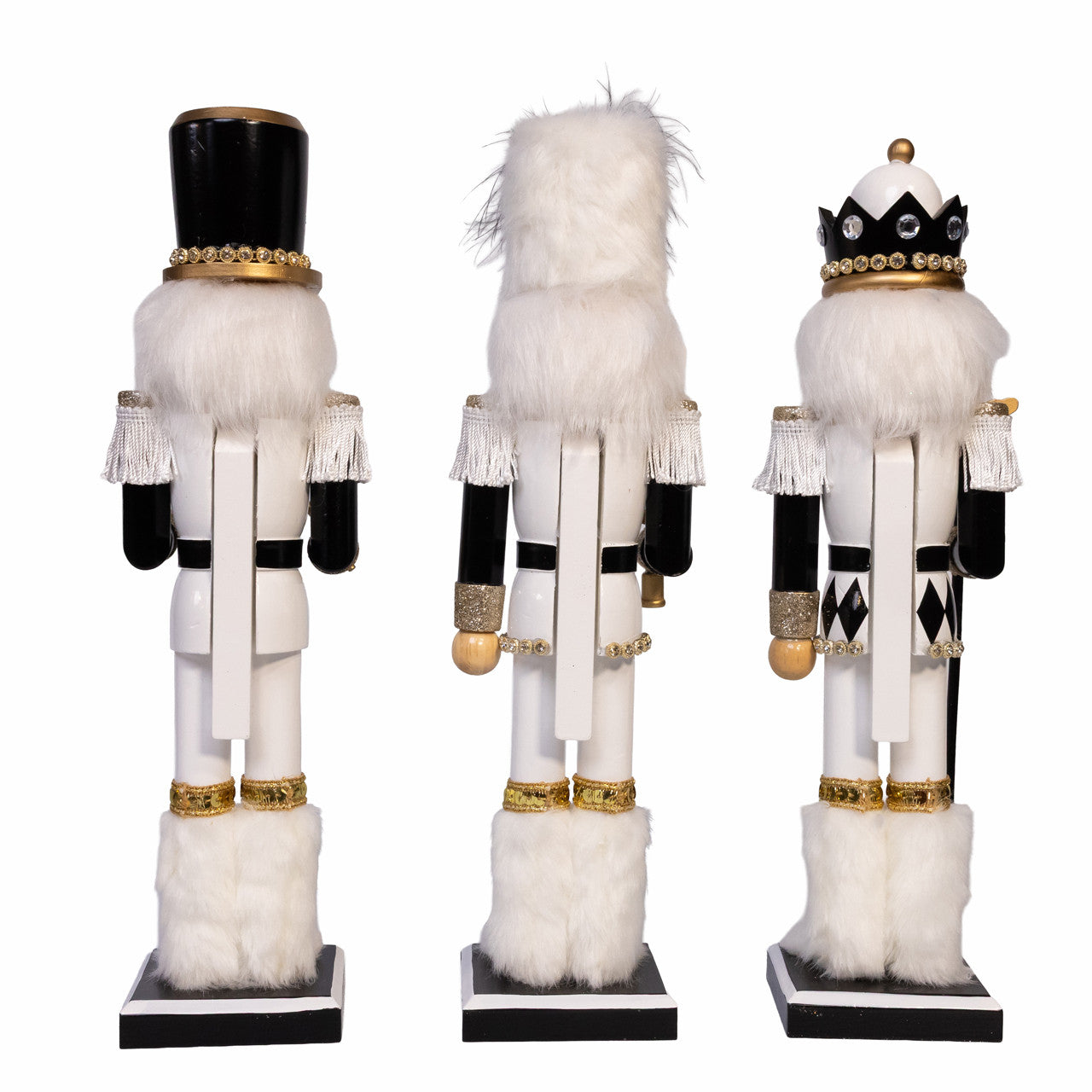 15" Black, White & Gold Nutcrackers