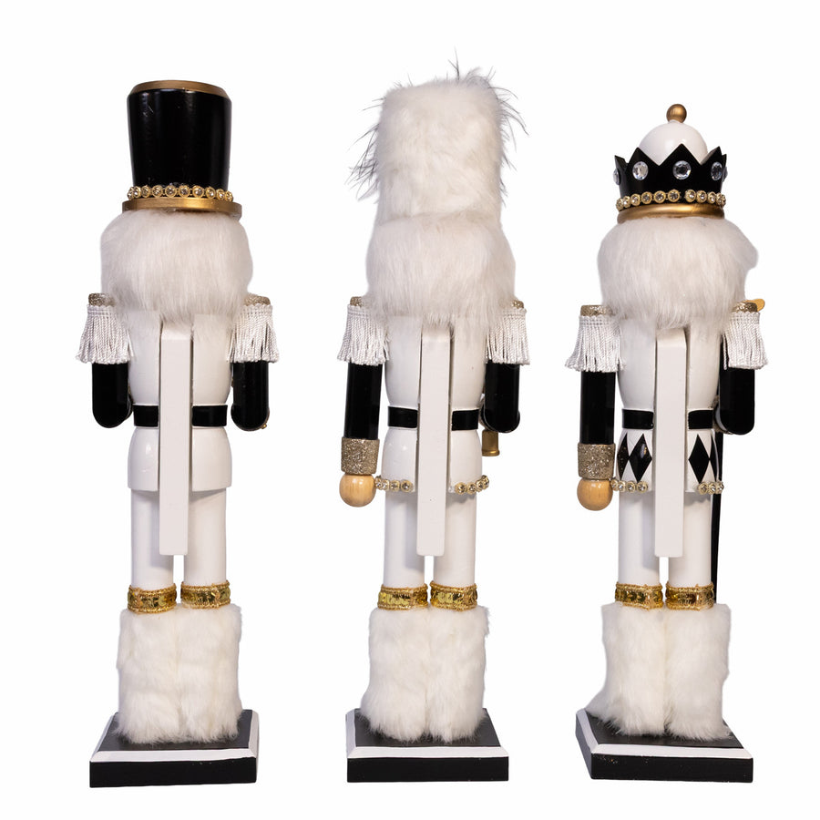 15" Black, White & Gold Nutcrackers