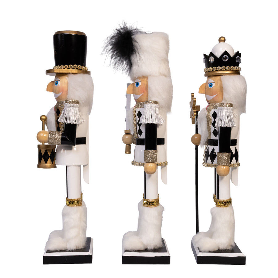 15" Black, White & Gold Nutcrackers