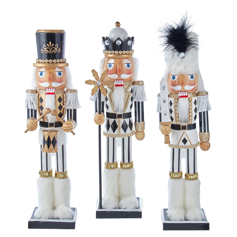 15" Black, White & Gold Nutcrackers