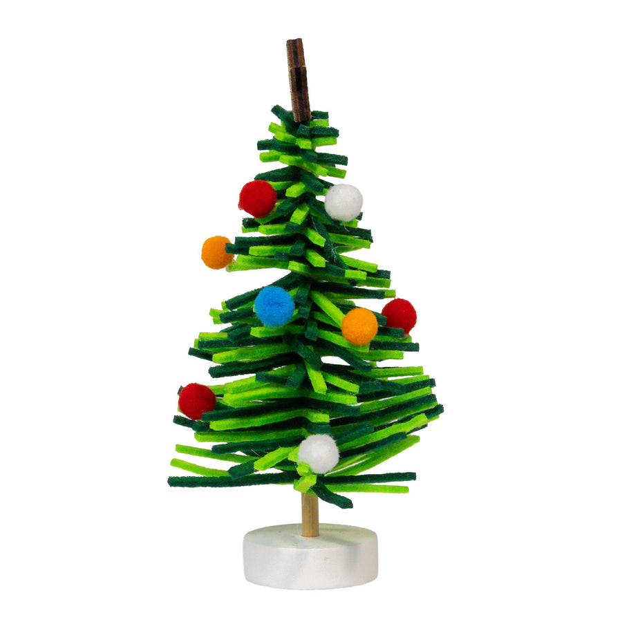 6" Decorated Green Glittered Christmas Tree Table Piece