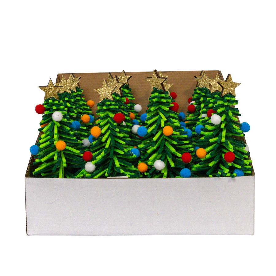6" Decorated Green Glittered Christmas Tree Table Piece