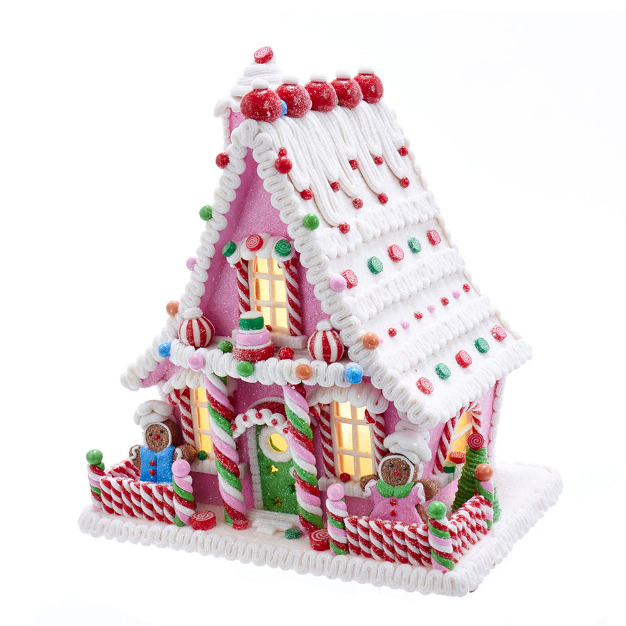10" Battery Operated LED Gingerbread Candy House