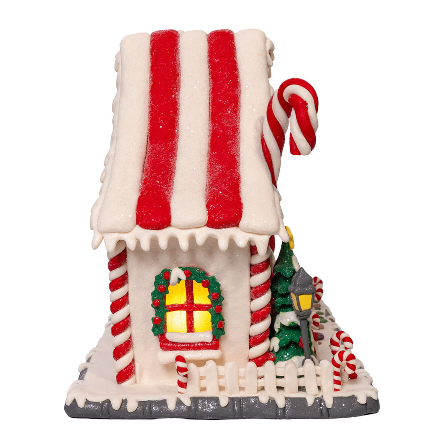 10.5" Battery Operated LED Candy Cane Lane House