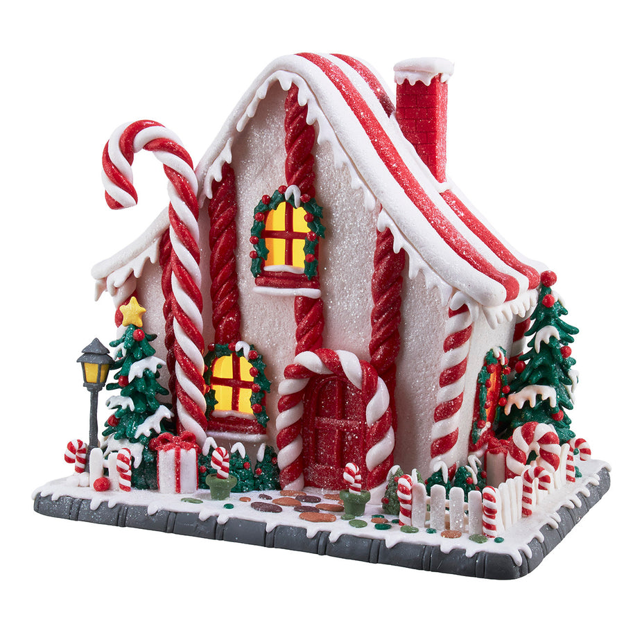 10.5" Battery Operated LED Candy Cane Lane House