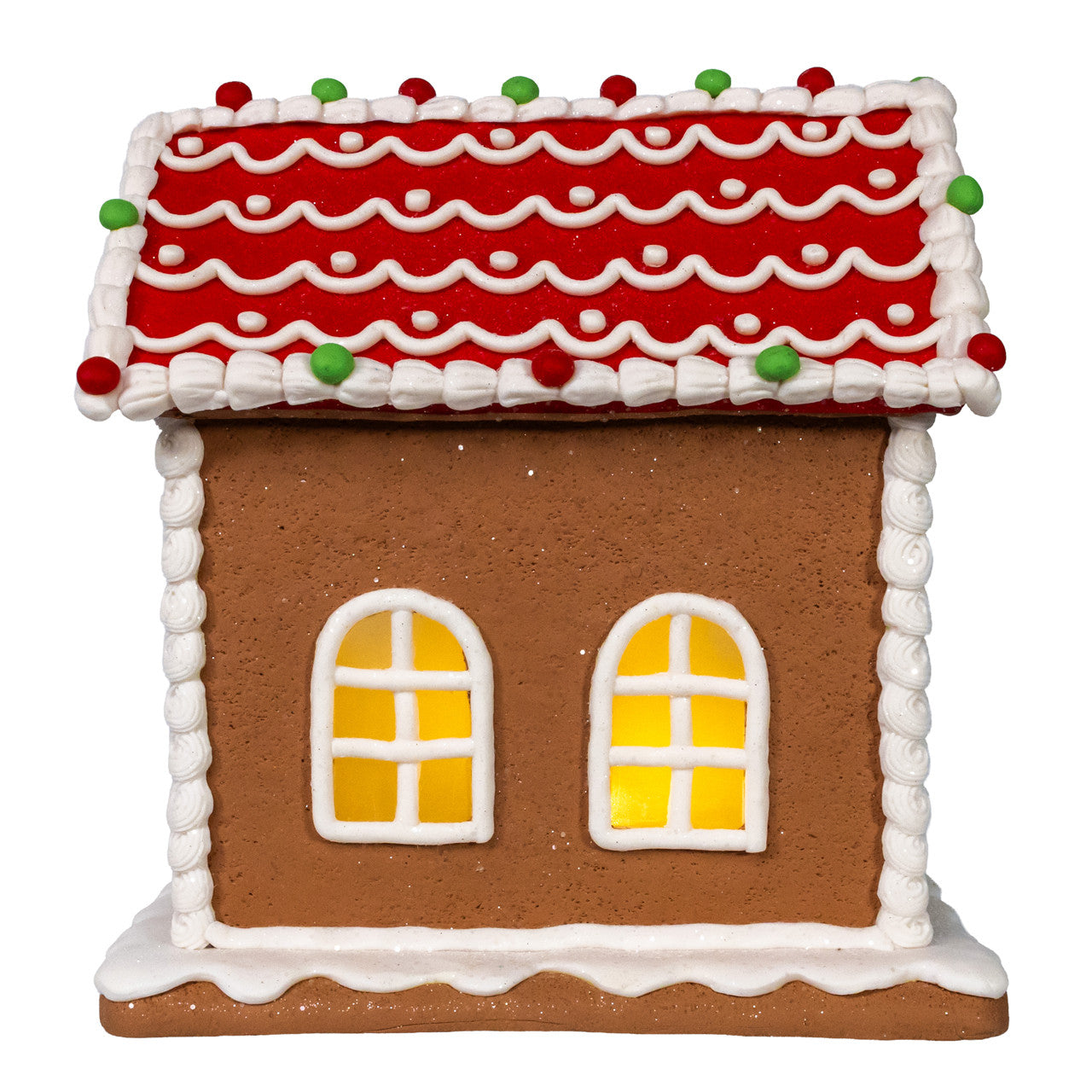 8" Battery Operated LED Gingerbread House With Cat