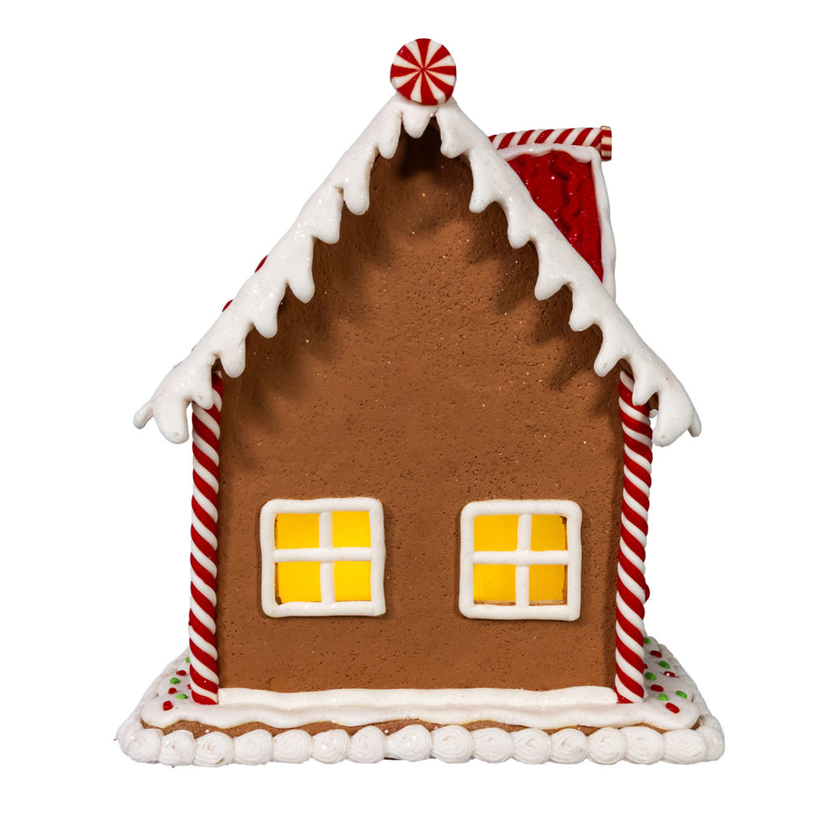 8" Battery Operated LED Gingerbread House With Dog