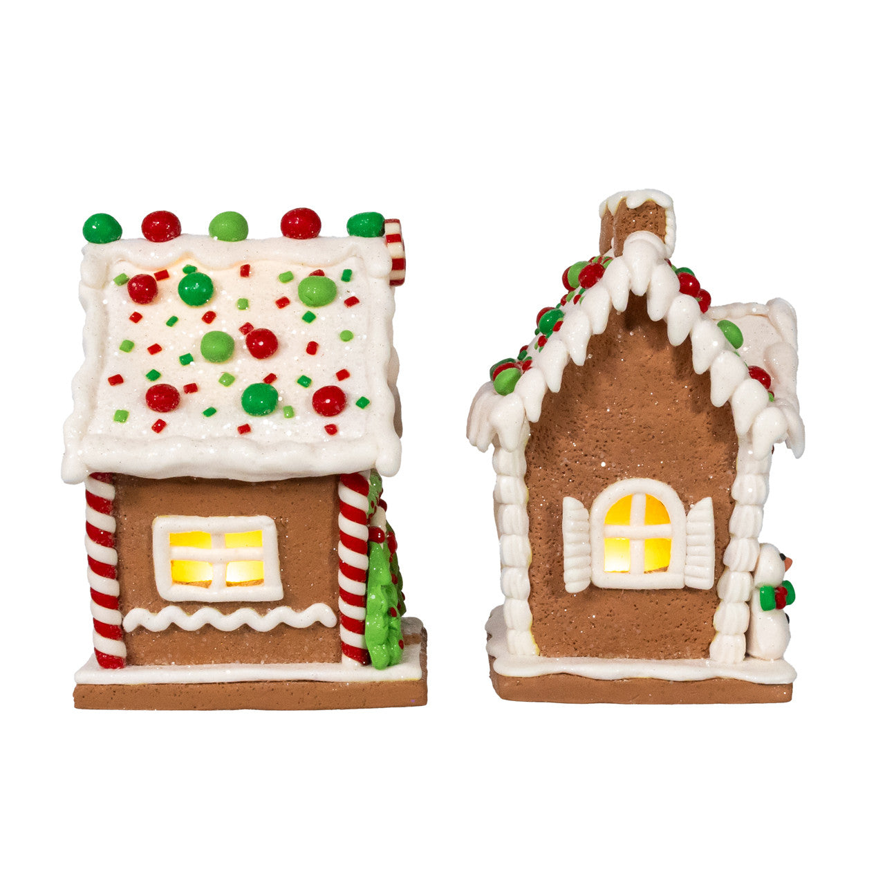 5" Battery Operated LED Red, White & Green Gingerbread House