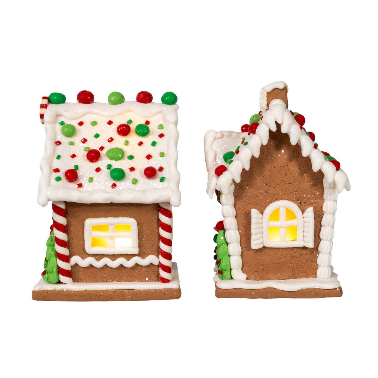 5" Battery Operated LED Red, White & Green Gingerbread House