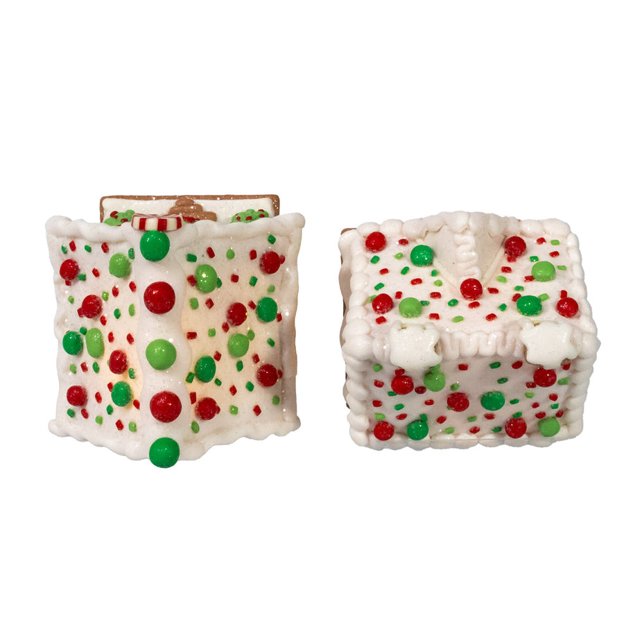 5" Battery Operated LED Red, White & Green Gingerbread House