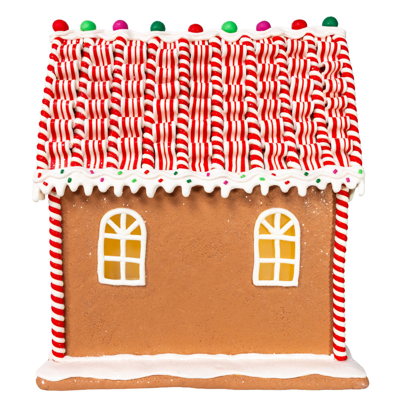 14" Battery Operated Candy Stripe Gingerbread House