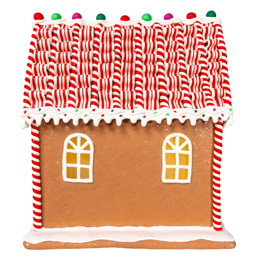 14" Battery Operated Candy Stripe Gingerbread House