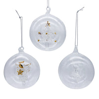 80MM Glass Transparent Ball With Tree, Angel & Deer Inside