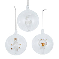 80MM Glass Transparent Ball With Tree, Angel & Deer Inside