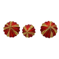 80MM Glass Red With Gold Glitter Stripe Ball, Finial & Drop Ornaments