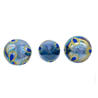 80MM Glass Glittered Peacock Color Ball, Finial & Onion Ornaments