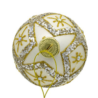 80MM Glass Silver Balls With Gold & Silver Criss-Cross Glitter Design Set