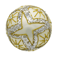 80MM Glass Silver Balls With Gold & Silver Criss-Cross Glitter Design Set