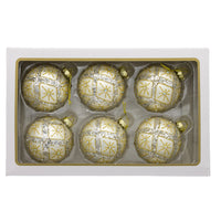 80MM Glass Silver Balls With Gold & Silver Criss-Cross Glitter Design Set