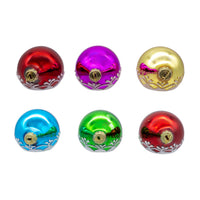 88MM Glass Multicolor Reflector With White Glitter Drop Ornament Set